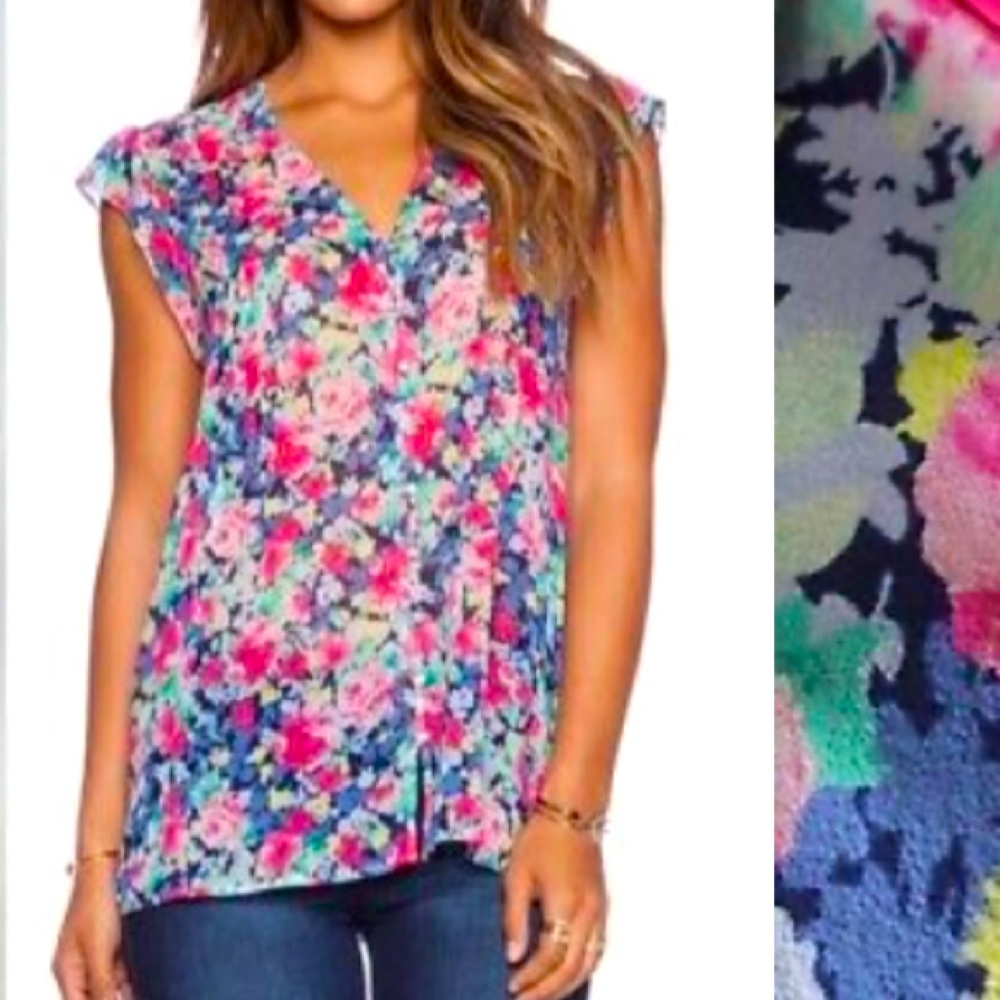 Joie floral flutter sleeve blouse
